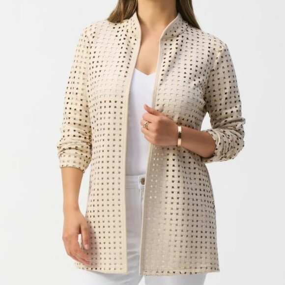 Joseph Ribkoff Laser Cut Suede cover up Jacket - Picture 9 of 9